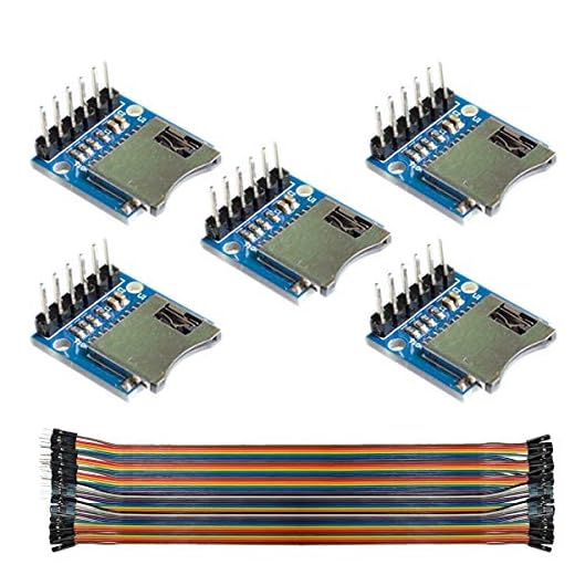 Youmile Confezione da 5 moduli per scheda micro SD TF con scheda di memoria Micro SD scheda di espansione mini micro SD TF con pin per Arduino ARM AVR con cavo Dupont