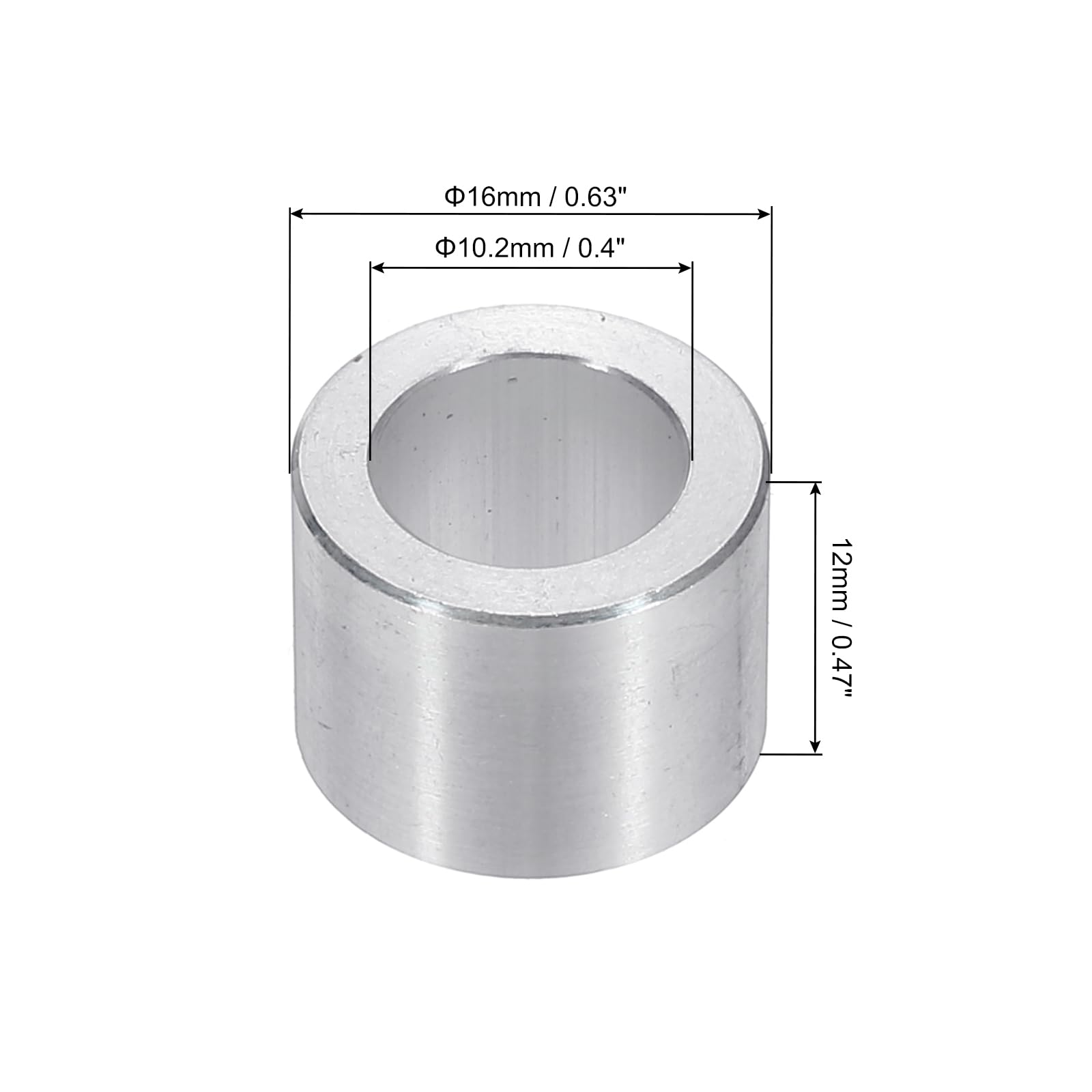PATIKIL M10 Aluminum Spacers, 12pcs 3/8" x 5/8" Round Metal Spacers for 3/8 or M10 Screw Bolts - Image 2