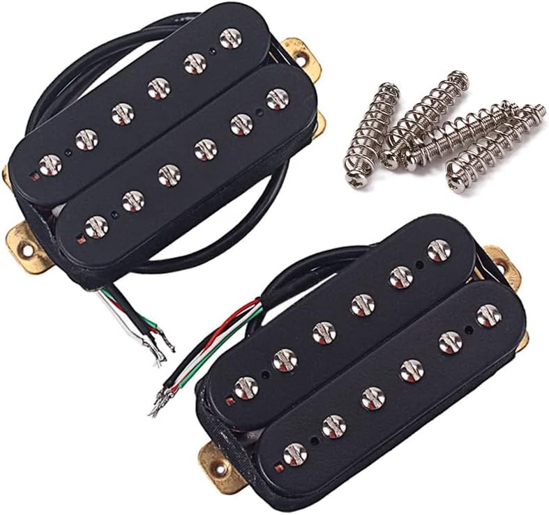 Alnico 5 Humbucker Guitar Pickups Set, Electric Guitar Double Coil Pickup for Strat,Guitar Neck/Middle/Bridge Pickup Style Electric Guitar Without Pickup Cover,BLACK