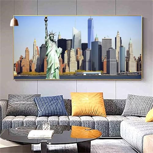 Diamond Painting Nueva York Pintura Diamante Paisaje Diamond Painting Adultos,Cuadros de Diamantes Puzzle Diamantes Dibujos Con Diamantes Bordado Diamond Art Kit Decor Regalos Originales 70x140cm Z497