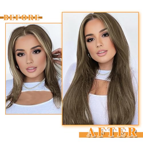 Image of YDDM Human Hair Extensions, Cold Light Chocolate Brown 20 Inch 20pcs,Skin Weft Seamless Tape in Hair Extensions Remy Straight Hair for Women