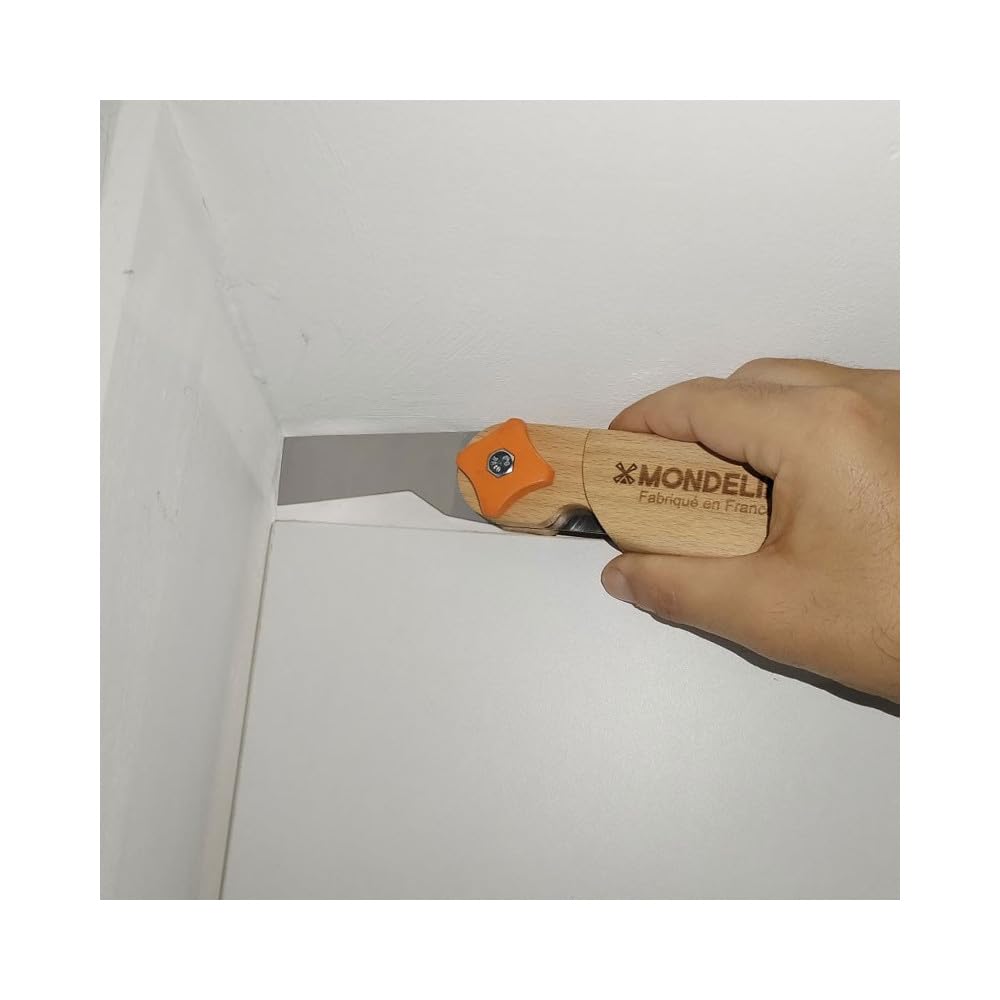 MONDELIN - Couteau à Enduire 4 lames Heliss - Outil Plaquiste Professionnel - Lame acier inoxydable, Manche Ergonomique - Idéal pour Travaux de Finition et Enduit