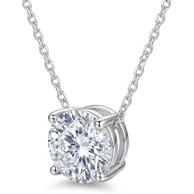 Solitaire Pendant Necklace for Women, Round Cut Cubic Zirconia with High Brilliance, Adjustable Chain, Dainty Minimalist Jewelry Gift for Weddings, Prom, and Everyday Elegance