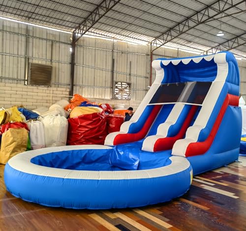 24FT(L) Commercial Grade Water Slide for Kids Adults, (Heavy Duty Full PVC) (Big Airtight Water Pool), (950w UL Blower), Inflatable Waterslide for Backyard, Ocean Outdoor Slide Park, 24x13x12ft