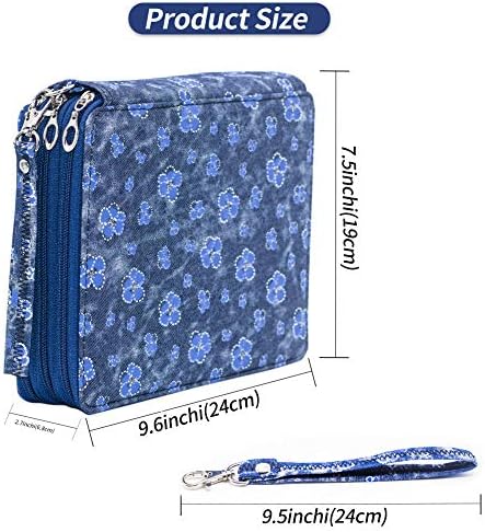 Happy Fox Large Pencil Case,120 Slots Colored Pencil Case Oxford Fabric Pen Case with Compartments Pencil Holder for Watercolor Pencils(Lucky Grass)