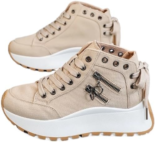 Women's Lightweight High Top Platform Canvas Sneakers Breathable Walking Shoes