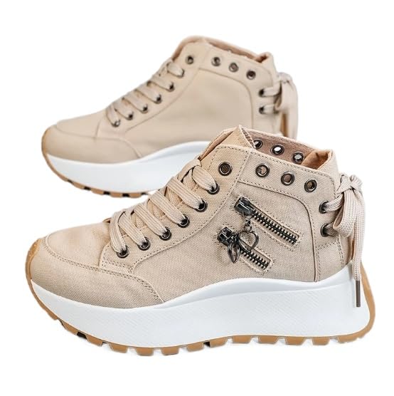 Women's Lightweight High Top Platform Canvas Sneakers Breathable Walking Shoes