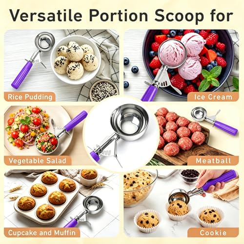 Fayomir 1.25 oz Scoop, Cookie Scoop for Baking, #30 Scoop, Ice Cream Scoop with Trigger, Purple Handle, Portion Scoop for Ice Cream, Muffin, Cupcake Batter, Meatball, Cookie Dough by Fayomir - Used condition - Image 7