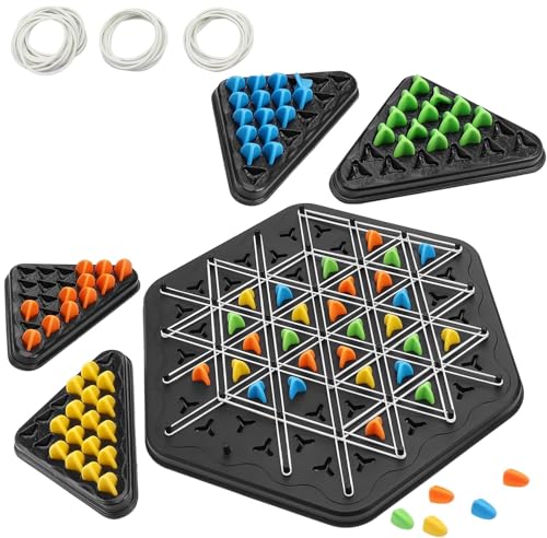 Image of Awestuffs Triangle Board Game, Territory Capture Family Game, Chain Triggle Chess Brain Teaser Strategy Puzzle Toys 2 to 4 Players (Chain Triangle Chess)