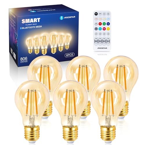 Aigostar Mesh - Lampadine Intelligente Bluetooth Mesh A60, Vintage Edison