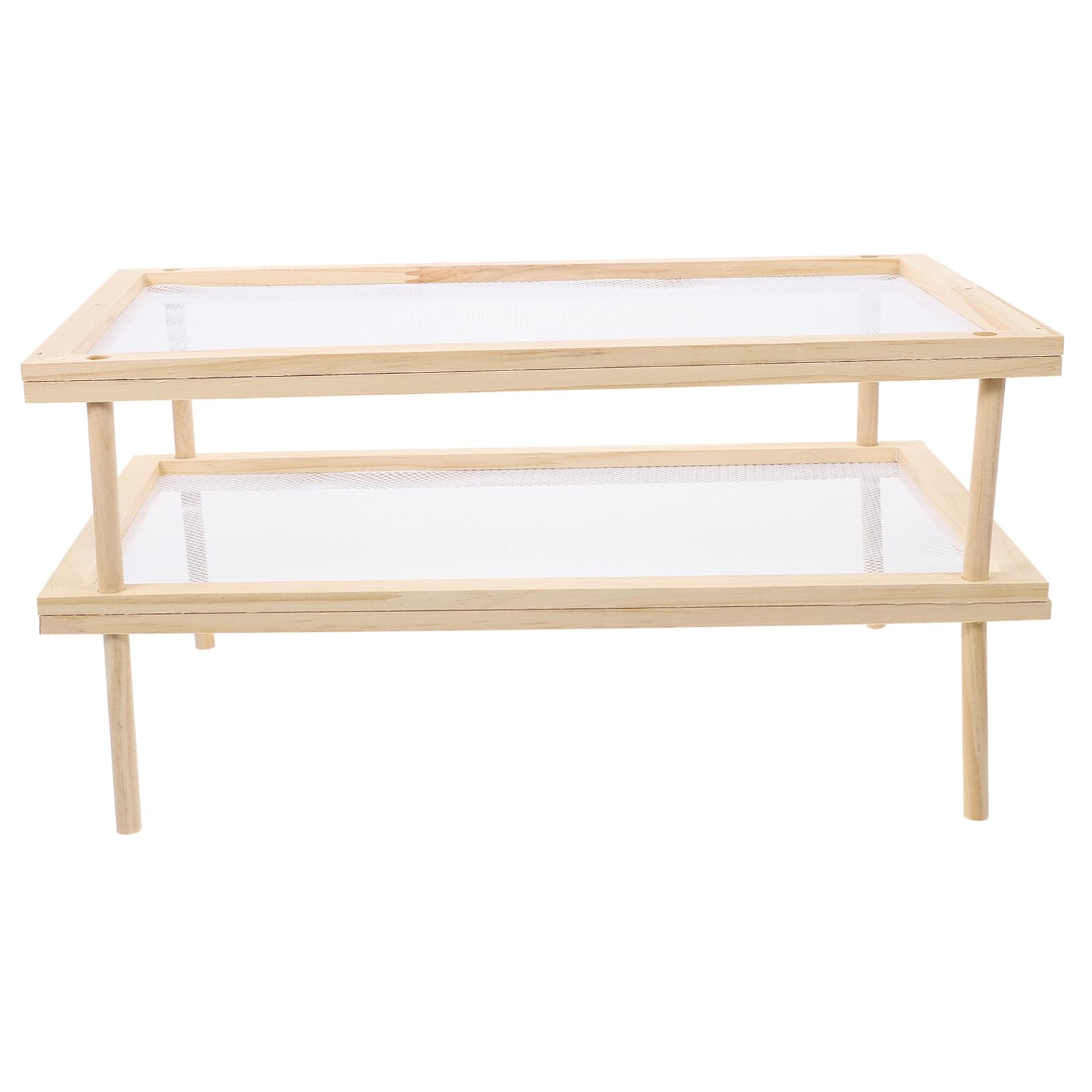 Mikinona Essiccatoio per Pasta e Verdure in Legno Doppio Strato Rete Traspirante, Supporto Porta Spaghetti per Uso Domestico, Ventilato e Igienico, Adatto a Cucina e Negozi Alimentari