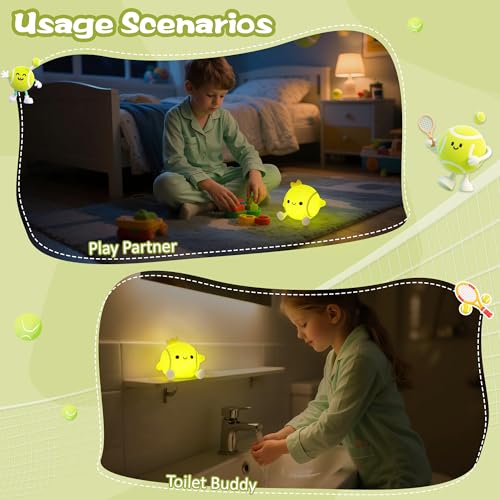 CoolGift Mart Tennis Geschenke, USB wiederaufladbar, niedlicher Tennisball Silikon Nachtlicht, Touch Control & Timer, geeignet für Stillen Lesen Arbeiten Schlafen für Kinder Erwachsene Tennisliebhaber
