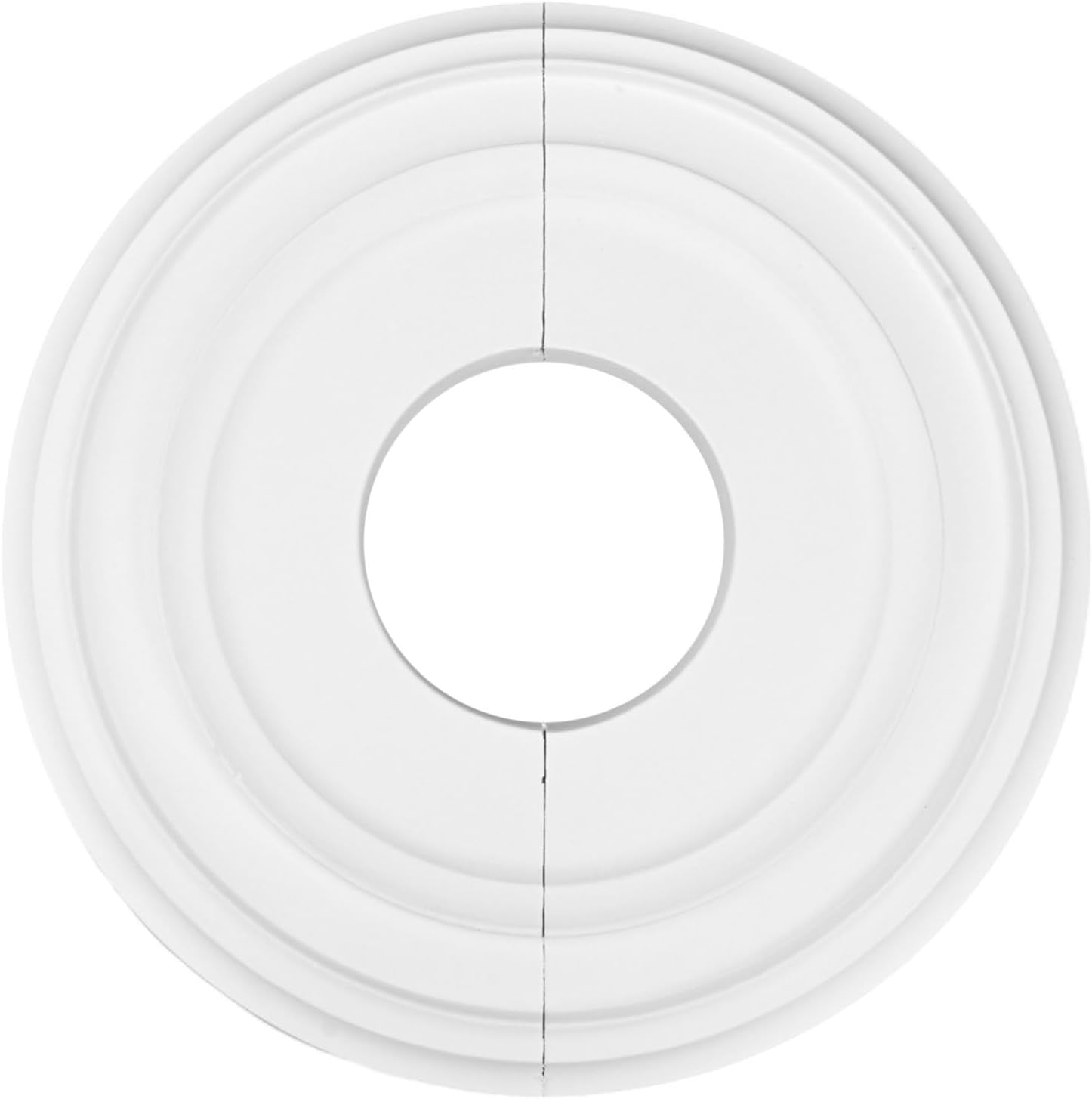 Round Ceiling Medallion 12 Inch Decorative Fan Light Fixture Cover Plate PU Molded Split Design With 4 Inch Center Opening White