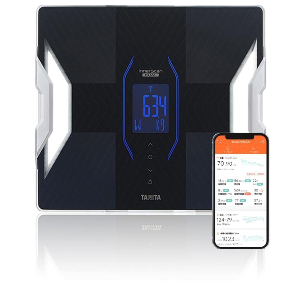 Amazon | タニタ 体組成計 ヘルスメーター スマホ 日本製 ブラック RD