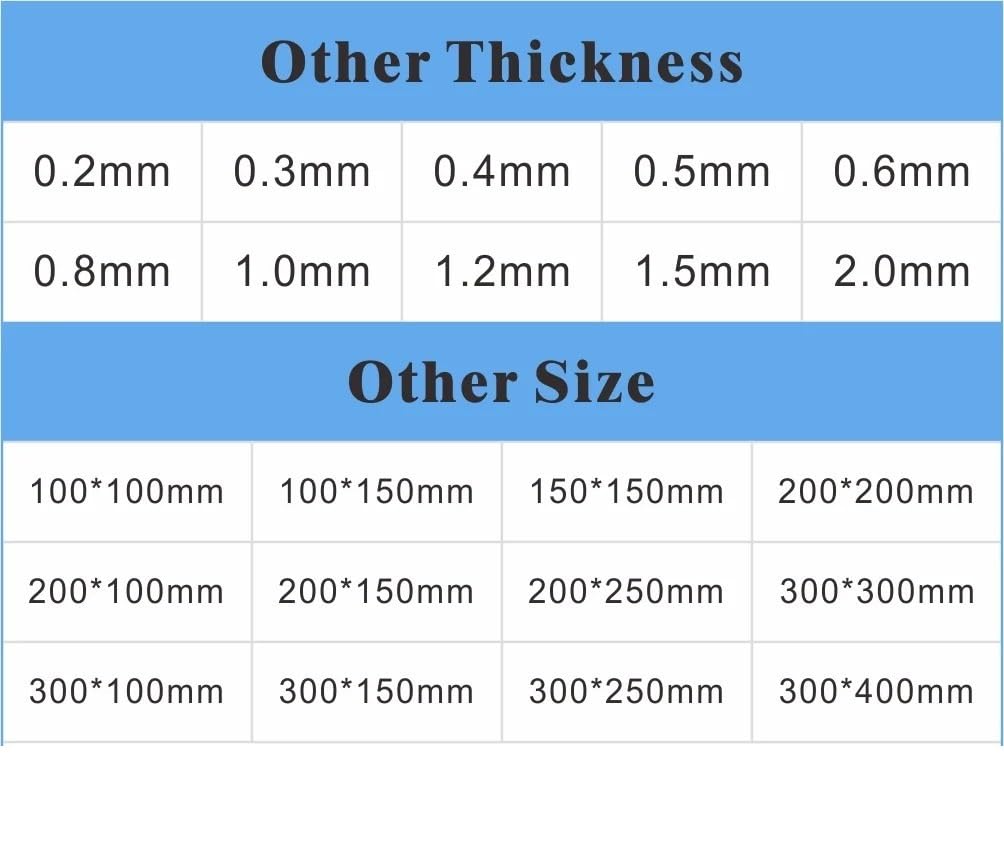 2 pièces en tôle d'aluminium anodisée(Black,1.0x200x200mm)