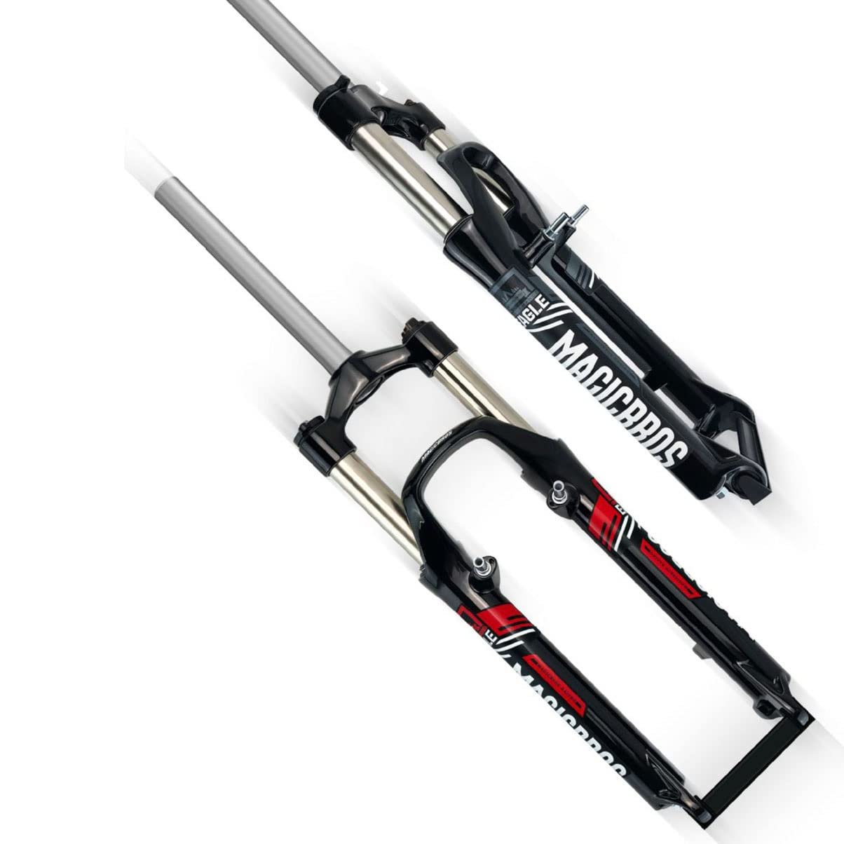 Widelec rowerowy 26 cali 100 mm amortyzator rower górski widelec przedni 1 1/8 rura prosta stop aluminium mechaniczny szybkomocujący 9 mm hamulec tarczowy/hamulec V (biały niebieski)