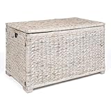 happimess HPM9005C Anada 30' Handwoven Wicker Weave Storage Trunk, White Wash, Collapsible for flat storage, for Office, Dorm Room, Entryway, Bedroom, Dining Room