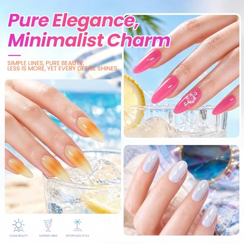Image of Beetles Neon Jelly Gel Nail Polish Set - 7.5ML 20 Colors Summer Gel Polsih Kit Jelly Pink Red Blue Green Yellow Orange Sheer Gel Soak Off UV Base Glossy Matte Top Coat French Nail Art Gift for Women