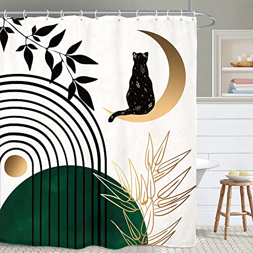 Yookeb Abstract Cat Bathroom Shower Curtain 60W by 71H Inch