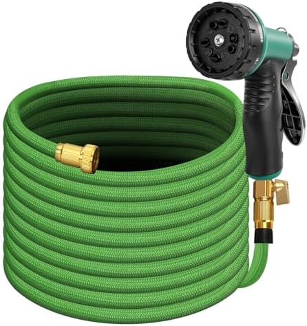 100FT Premium Garden Hose Ultra Lightweight Non Expanding Design 100 FT Watering Hose with 10 Function Nozzle, Kink & Tangle-Free, Leakproof & Pressure Resistant for Yard/Lawn/Camping (Green)