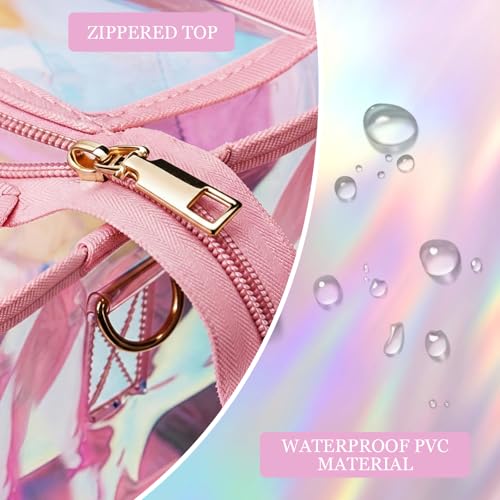Image of Iridescent Waterproof Beach Tote Bag for Women Large Jelly Tote Bag for Summer Travel Vacation Swim Pool
