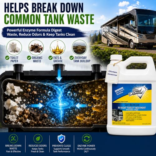 Image of Black Diamond Stoneworks GET SERIOUS RV,Boat,Camper Chemical Toilet Holding Tank Treatment&Deodorizer.Works Faster Than Tablets or Packs in Grey&Black Water. Concentrated with Stress Relief Fragrance