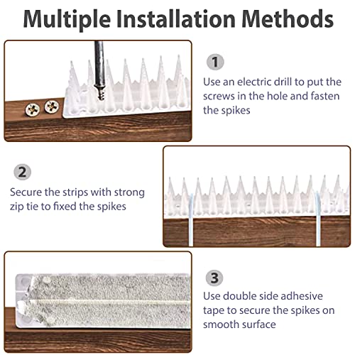 Tobwolf 12 Pack Bird Spikes, Plastic Bird Deterrent Spikes, Anti-Bird Spikes Defender Spikes, Outdoor Fence Spikes Bird Defender For Ledges, Rooflines, Parapet Walls, Fences - White #TOP4