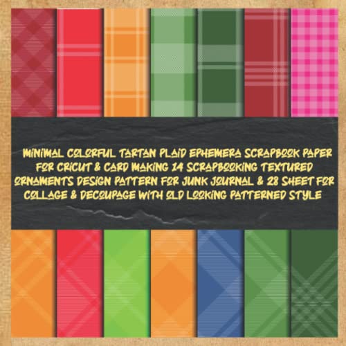 minimal colorful tartan plaid ephemera scrapbook paper for cricut & card making 14 scrapbooking textured ornaments design pattern for junk journal & ... & decoupage with old looking patterned style image 2