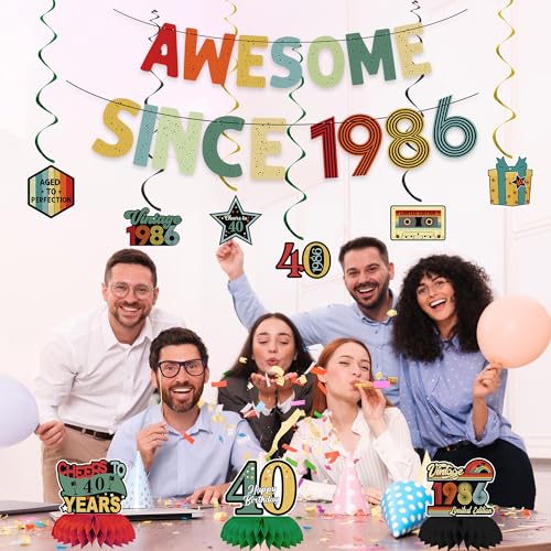 Image of Crenics Vintage 1986 40th Birthday Decorations for Men or Women