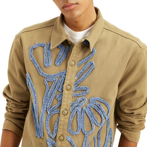 Image of Men's Patchwork Khaki Shacket