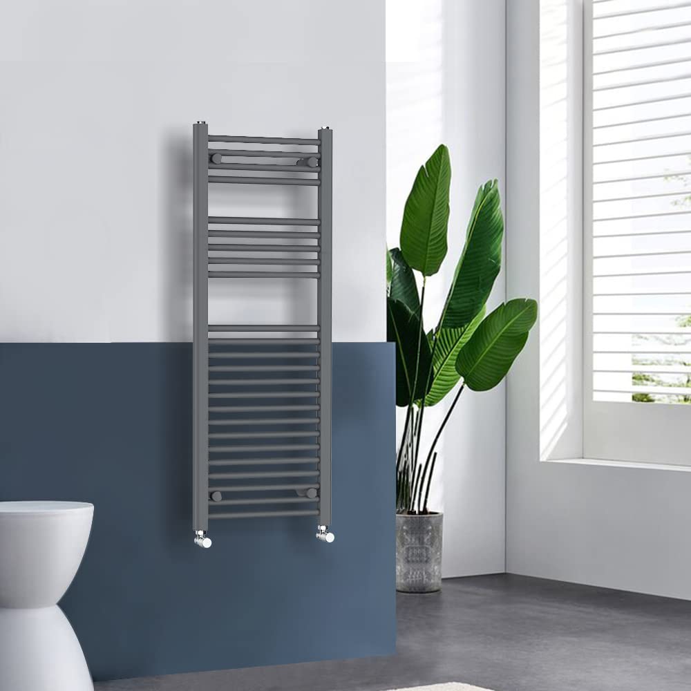 Warmehaus Straight Heated Towel Rail Radiator Anthracite 1200 x 450mm Grey Bathroom Ladder Radiator Towel Warmers for Bathroom Kitchen