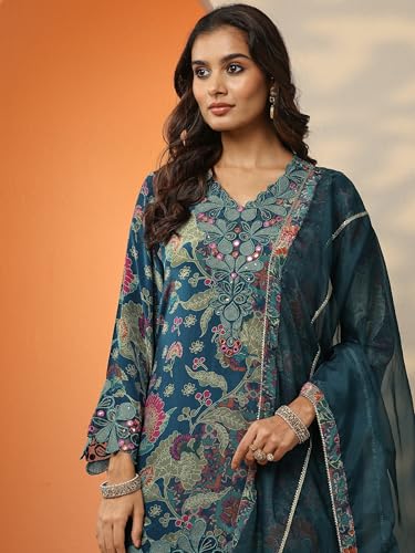 Image of Libas Printed Poly Crepe Straight Kurta set for Women | daily wear suit