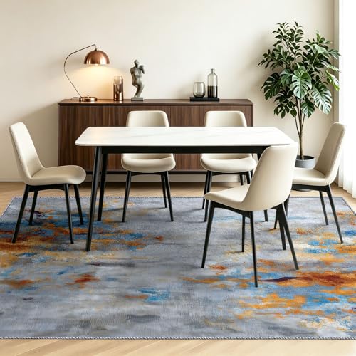 Tapis abstrait moderne 140 x 200 cm texture dégradé haut de gamme - 4