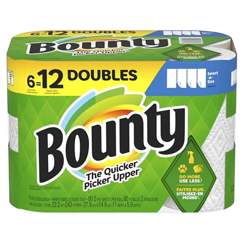 Toallas De Papel, Home Bounty Toallas de papel Blancas Select-A-Size, 6 rollos dobles
