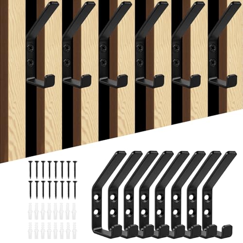 lompyeu 8 Piezas Percheros Pared Paneles Acusticos,Colgador Pared Moderno Ganchos Doble Pared Negros Percheros,Colgador Ropa Pared para Chaquetas, Abrigos, Bolsos, Sombreros y Bufandas