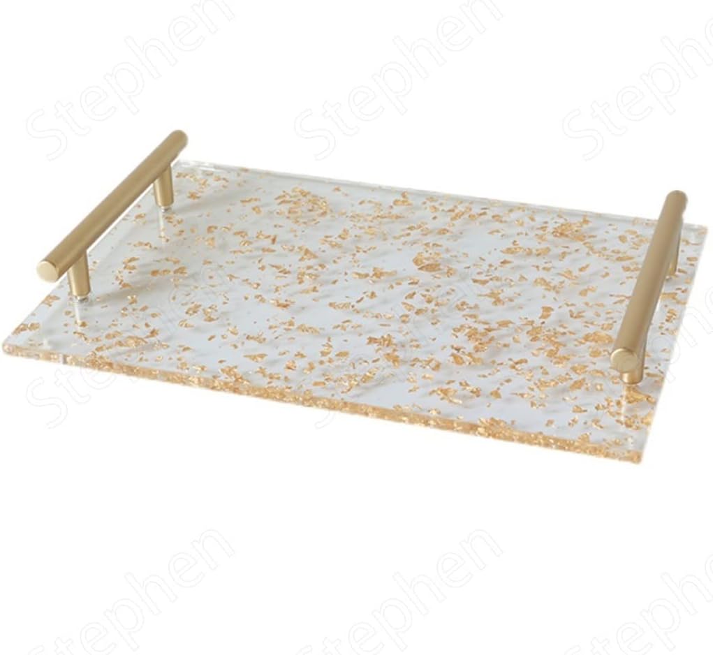 Creativity Acrylic Gold Foil Trays Decorative Stand Ornaments Afternoon Tea Snack Display Tray Bathroom