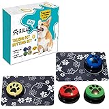 Kilab Talking Dog Buttons– Pack of 4 Recordable Dog Communication Buttons with 2 Mats | Talking Buttons for Dogs & Cats | Talking Dog Button for Communication with 30 Stickers (4 Pack)