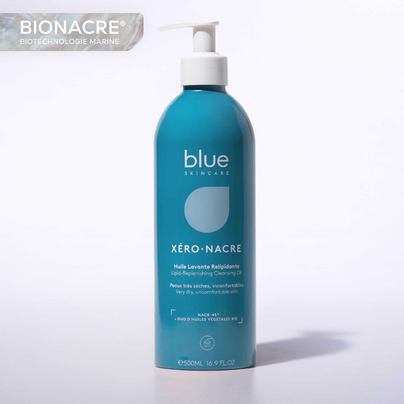 Huile Lavante Relipidante | Nettoie, nourrit & apaise | 99 % d'ingrédients d'origine naturels, Bionacre® & Prébiotiques | Pour tous types de peaux | Dès la naissance | 500 ml