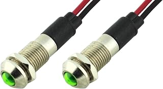 Alpinetech PL8B 8mm 5/16" Green 120V AC/DC LED Metal Signal Indicator Pilot Dash Light (Green) (Pack of 2)