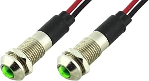 Alpinetech 8mm LED Pilot Light - 120V AC/DC Red Signal Indicator, Black Bezel, For Dash & Panel - View #10