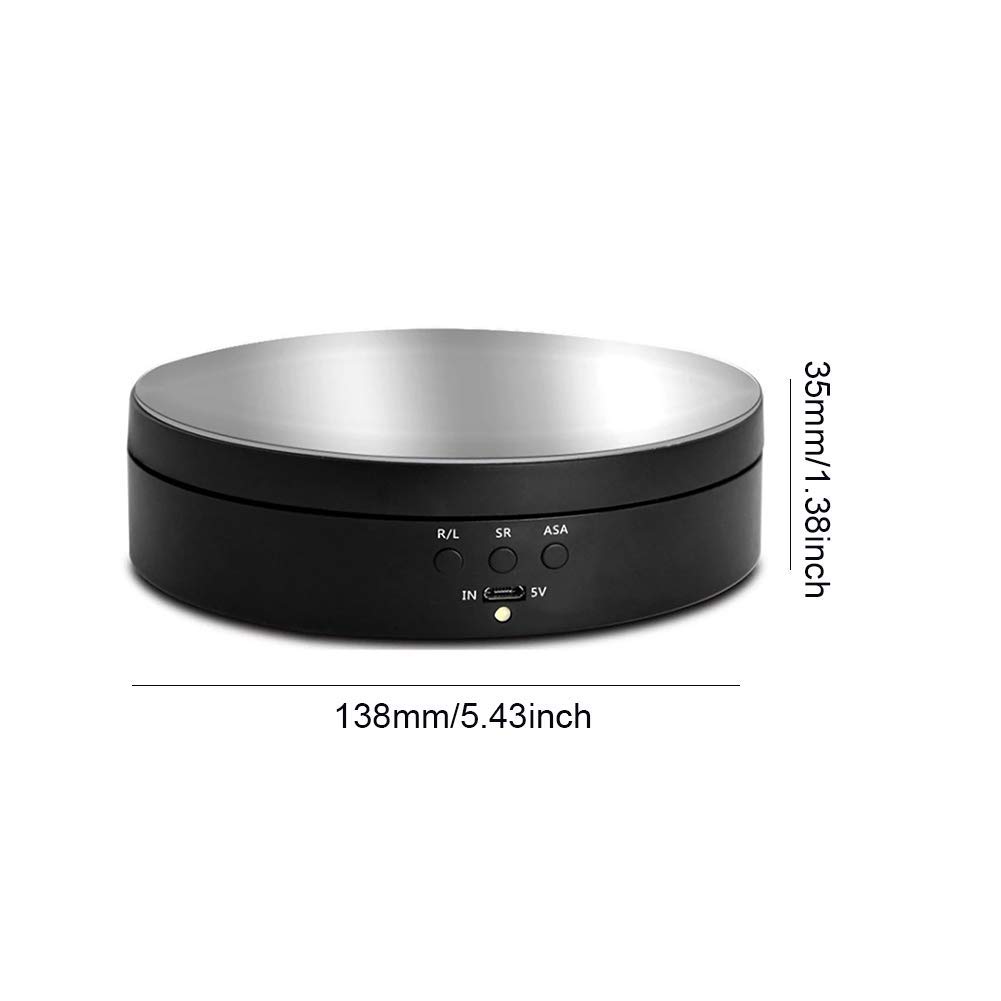 POHOVE Motorizzata Fotografia Display, Newerpoint 360 Gradi Elettrico Rotante Giradischi, Rotante Display Stand, Automatico Girevole Piattaforma Per Prodotto,Gioielli,Orologio - Nero, matte
