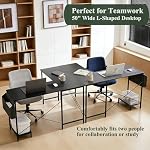 L Shaped Desk, 50 Inch Reversible Computer Desk Corner Gaming Table with CPU Stand & Storage Bag, Sturdy Metal Frame PC Workstation for Home Office - Image 5