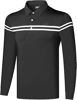 Camiseta esportiva de golfe masculina polo primavera elástica confortável manga longa respirável absorção de umidade camiseta casual com botão gola