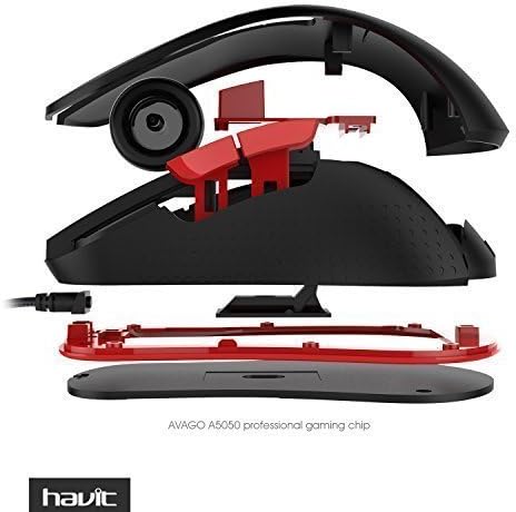 Gamerz GMZ-M3 DPI 6 LED Lights Optical Wired Gaming Mouse, Black/Red