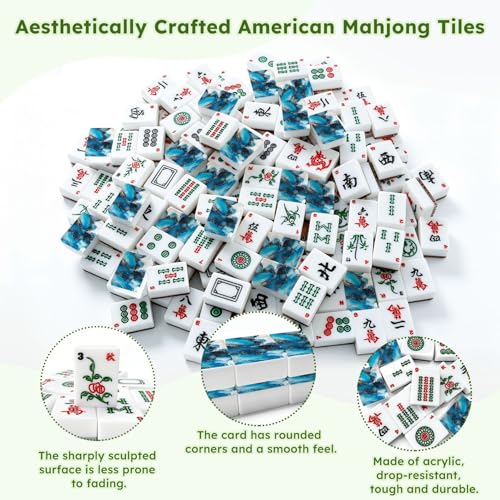 Juego de Mesa American Mahjong Set con 166 Piezas Acrílicas miniatura 6