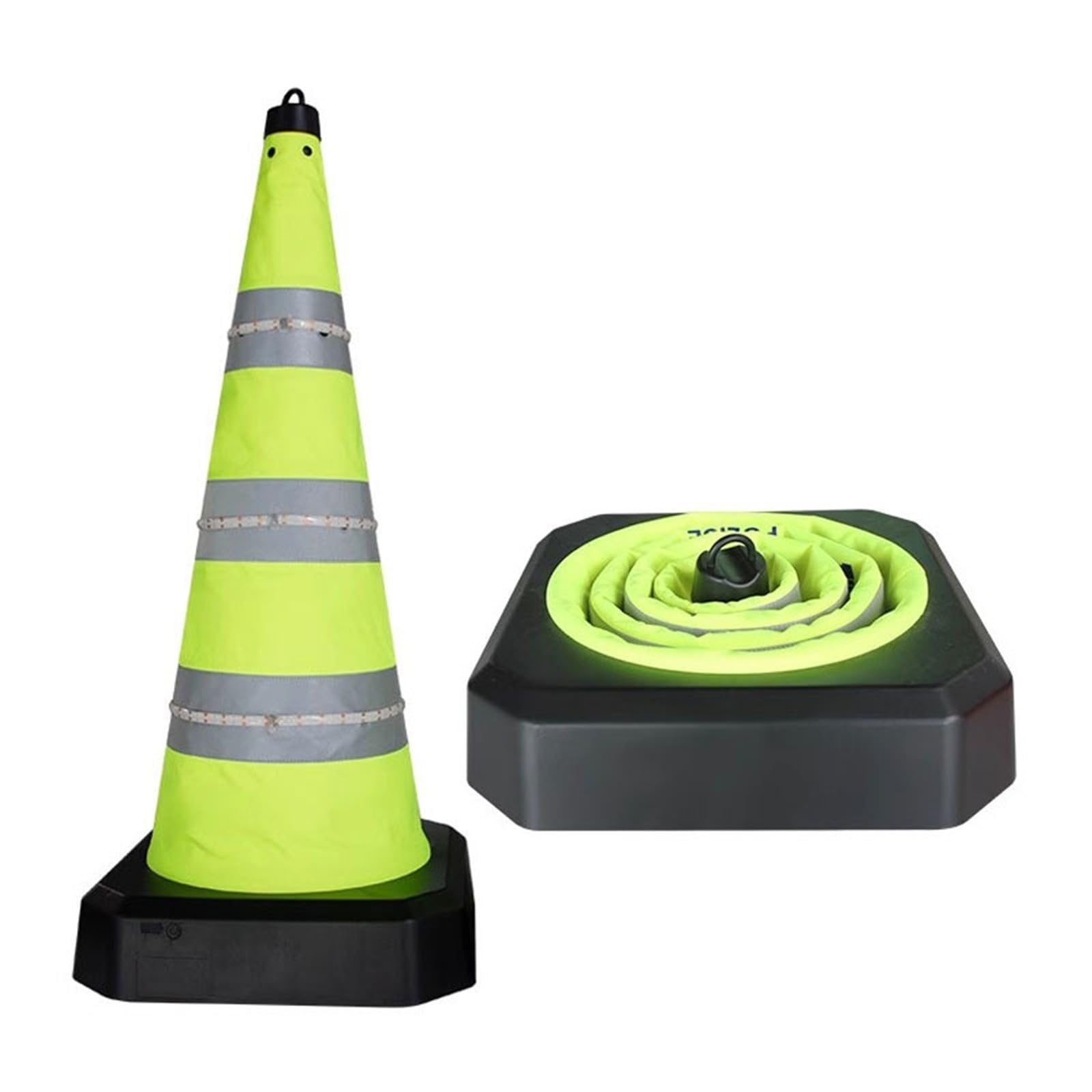 Cône de signalisation Lot de 5 cônes réfléchissants extensibles de 70 cm for parkings, chantiers et événements avec bande lumineuse Route