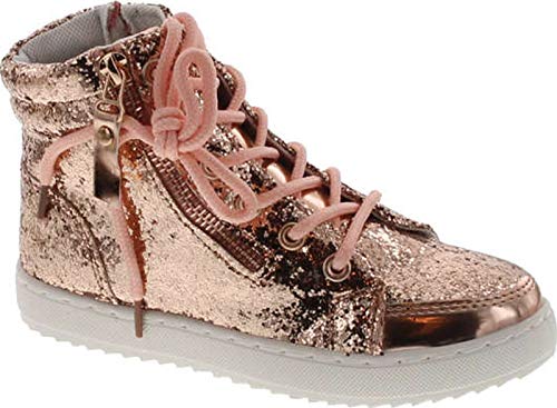 Link Ultra-69K Girl's Glitter Lace Up White Sole Ankle High Top Street Sneakers