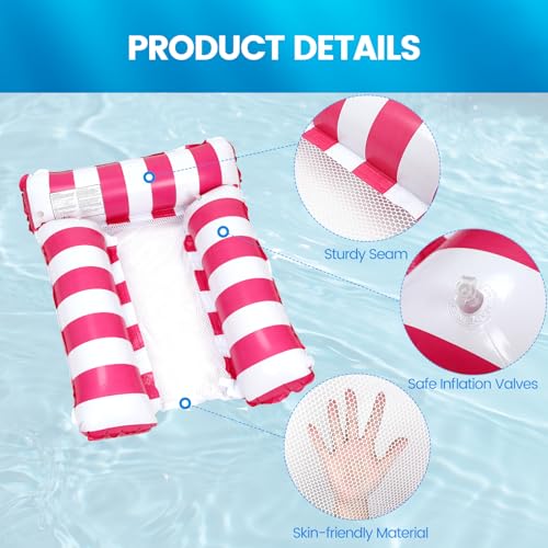 2 Pack Inflatable Pool Floats 4-in-1 Pool Hammock with Bottom Mesh 3 Tubes Inflatable Hammock for Adults,Portable Floating Chair Bed for Travel, Swimming Pool Hot Tub by TIWISSES - Image 3