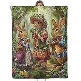 Bidesk Charming Rabbit Family Blanket - Soft, Fuzzy, Lightweight, Cozy & Warm Flannel Dressed-Up Bunny Throw Blankets, for Men Women Adults - Perfect for Couch, Bed, Travel & Living Room 50'×40'