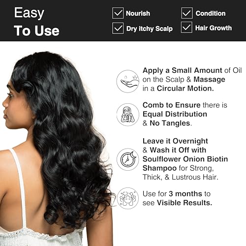 Image of Soulflower Cold-Pressed Bhringraj Oil | Natural Hair Growth, Strengthening & Nourishing Roots | Anti-Dandruff, Cooling Scalp Relief | Coconut & Sesame Oil Blend | Pure & Organic 225ml x 2